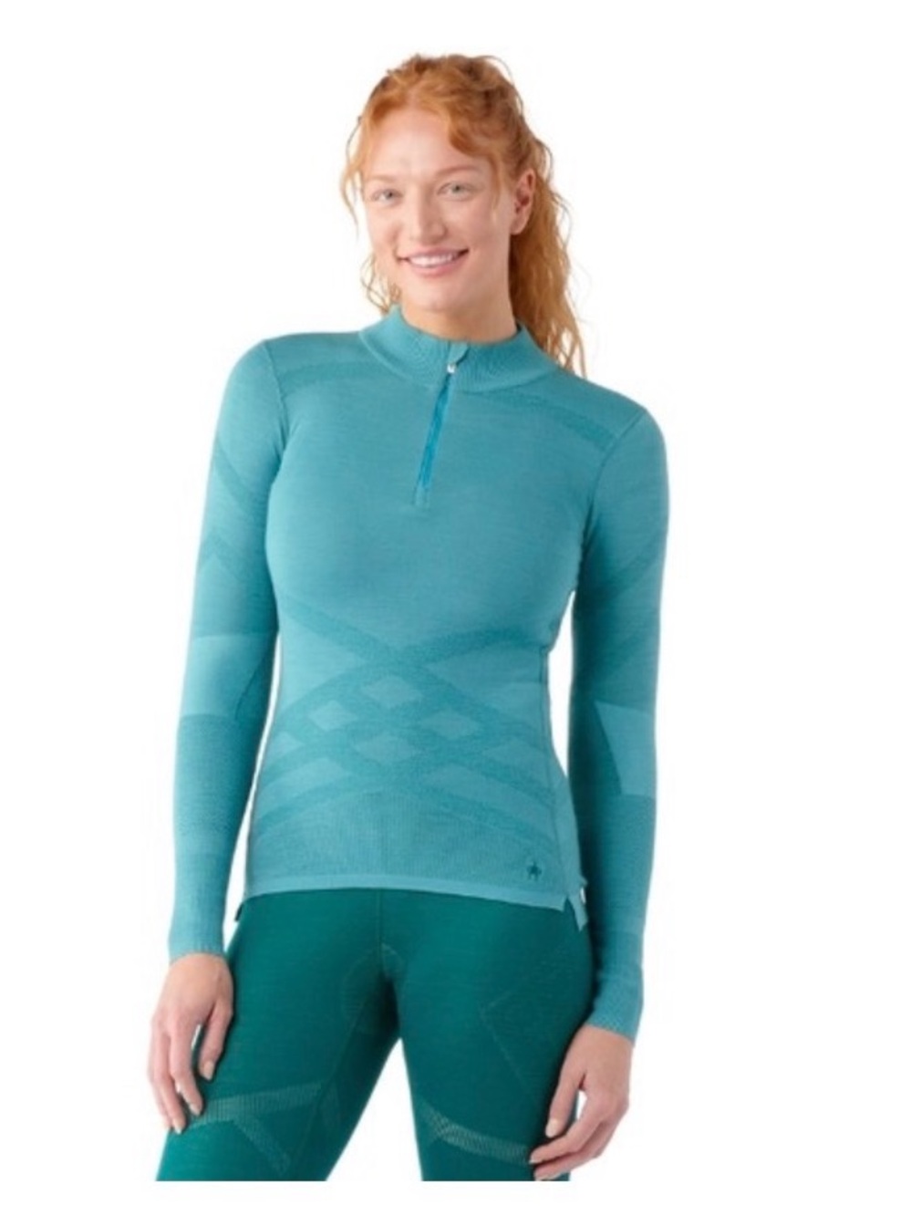 Smartwool Women's Teal Long-Sleeve Half-Zip Performance Top Merino wool ski